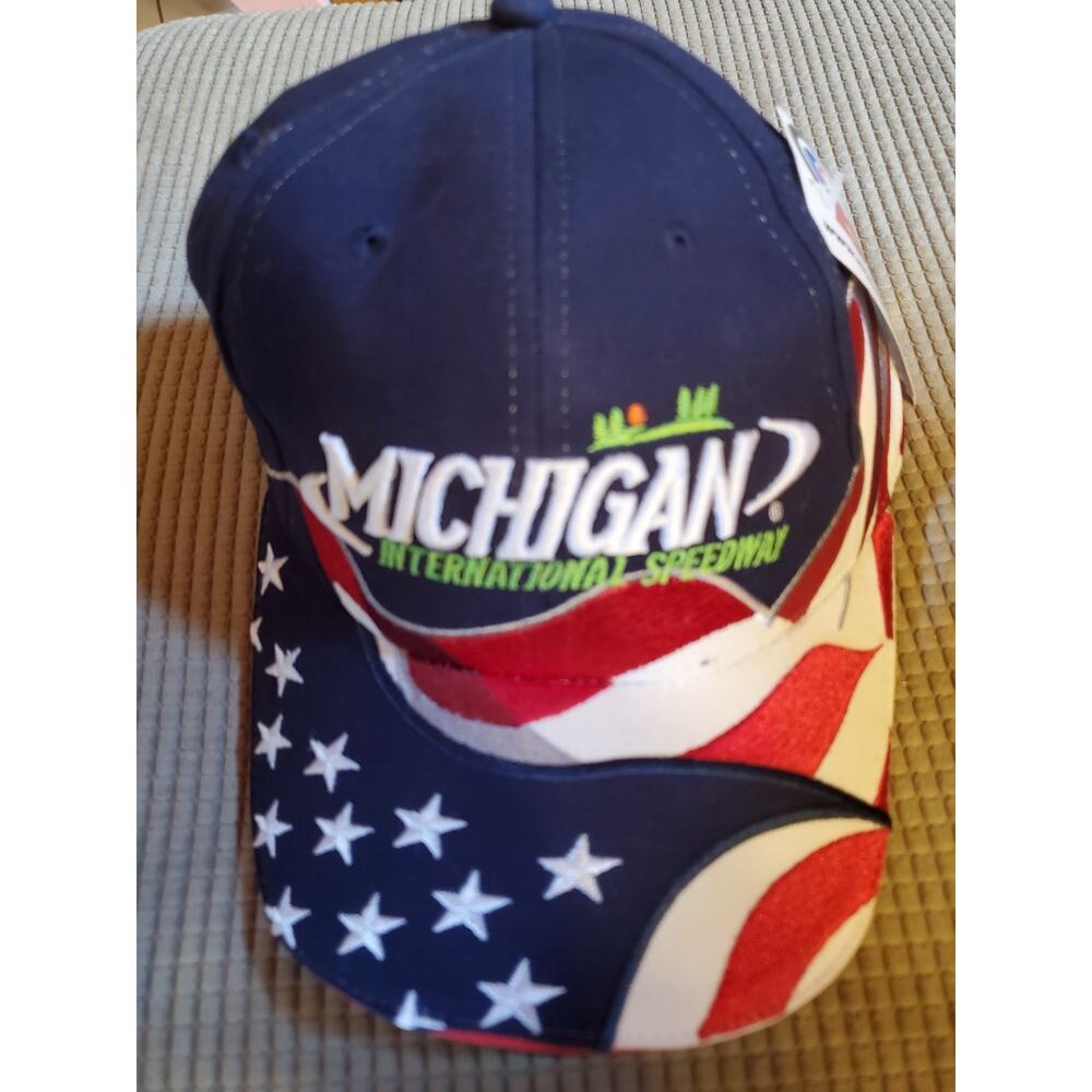 Michigan International Speedway Patriotic Fflag Adjustable Hat -New W/Tags